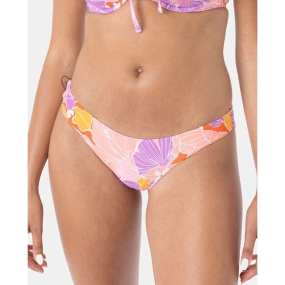 NEW Roxy Womens Small Floral Bikini Set Pink Purple Swimsuit - Picture 3 of 7